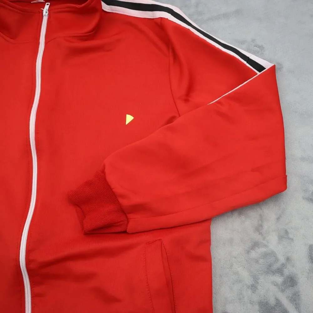 Casual Jacket Mens 3XL Red Long Sleeve High Neck Full Zip Banded Cuffs Outwear
